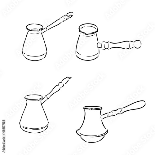 Turkish Coffee, coffee, sketch of coffee beans, vector