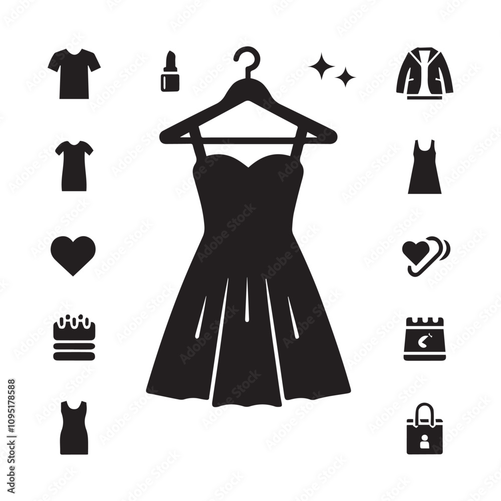 Fashion clothes set, Collection of fashion silhouettes vector illustration isolated on a white background. Fashion clothes set, Collection of fashion silhouettes vector illustration isolated on a white background.