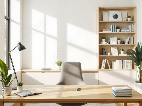 Office interior or home office. Minimalist online workspace.