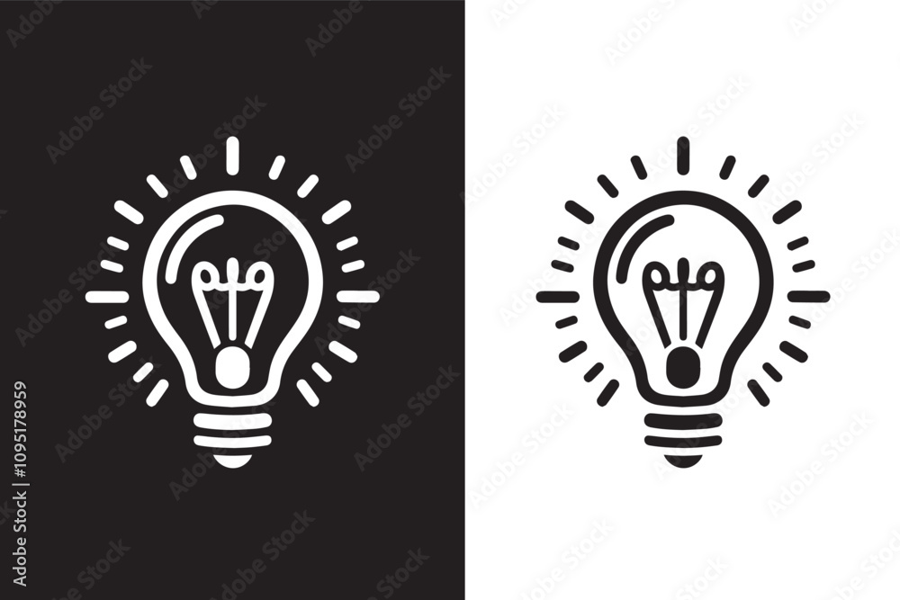 Lightbulb silhouette Icon, Silhouette of light bulb isolated on white background. Lightbulb silhouette Icon, Silhouette of light bulb isolated on white background.