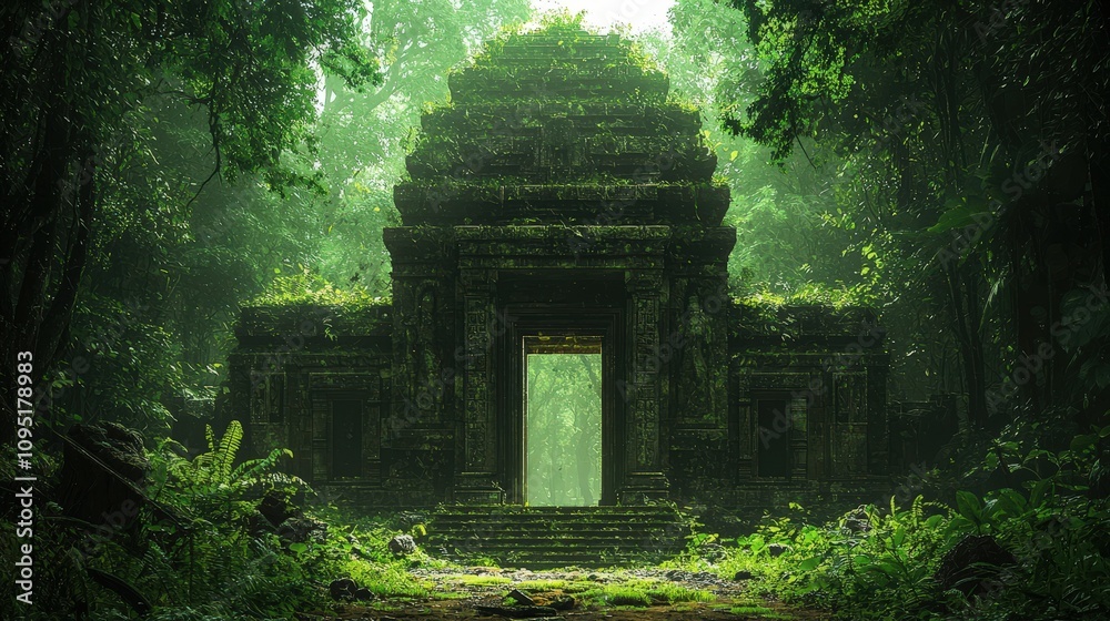 Ancient Temple Ruins Hidden in Lush Jungle Forest Ancient Temple Ruins Hidden in Lush Jungle Forest