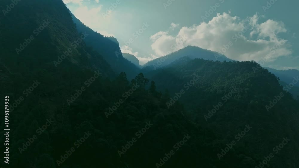 Majestic drone view of nature landscape, featuring rivers and forests. Majestic drone view of nature landscape, featuring rivers and forests.