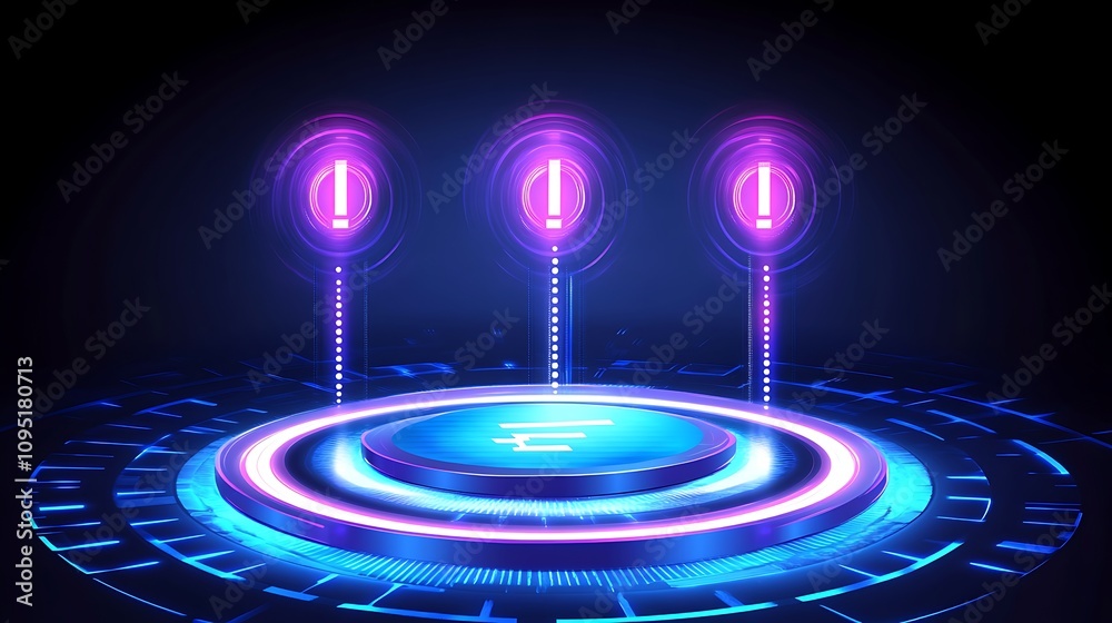 Futuristic Tech Interface Showing System Alerts Futuristic Tech Interface Showing System Alerts