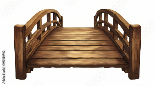 Wallpaper Mural A wooden bridge isolated on a transparent background, with a symmetrical composition and front view. Rustic Wooden Bridge. Illustration Torontodigital.ca