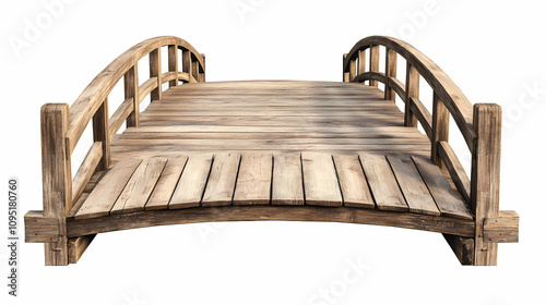 Wallpaper Mural A wooden bridge isolated on a transparent background, with a symmetrical composition and front view. Rustic Wooden Bridge. Illustration Torontodigital.ca