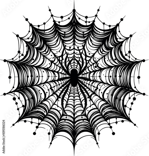 Spider Web Vector Black Silhouette Cricut Design for T-Shirt