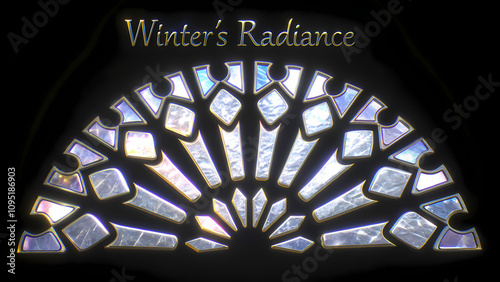 Winter's Radiance text with stained glass fan design.