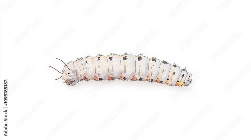 Detailed Close-Up of a Colorful Caterpillar on a White Background Showcasing Its Unique Features and Textures in Nature's Palette Detailed Close-Up of a Colorful Caterpillar on a White Background Showcasing Its Unique Features and Textures in Nature's Palette