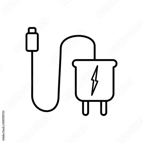 Power adapter mobile phone charger icon isolated in flat style. Vector illustration.