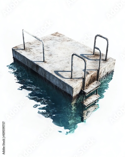 A diving board with a realistic textured surface isolate white background photo