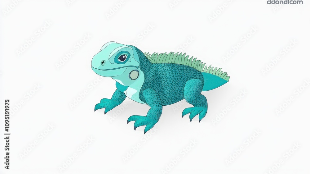Obraz premium Colorful and Friendly Cartoon Lizard Character with Unique Features and Vibrant Colors, Perfect for Children's Illustrations, Educational Materials, and Fun Designs