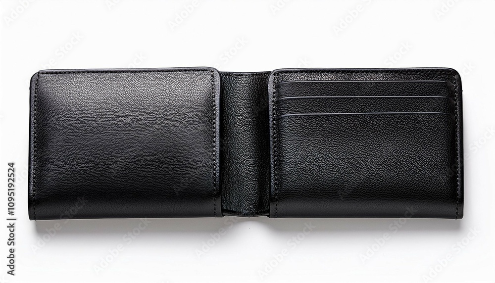 Naklejka premium black leather wallet isolated on white