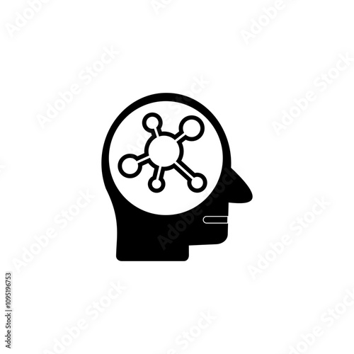 Psychology Mental Health Icons, Human Head with Mind flat icon vector