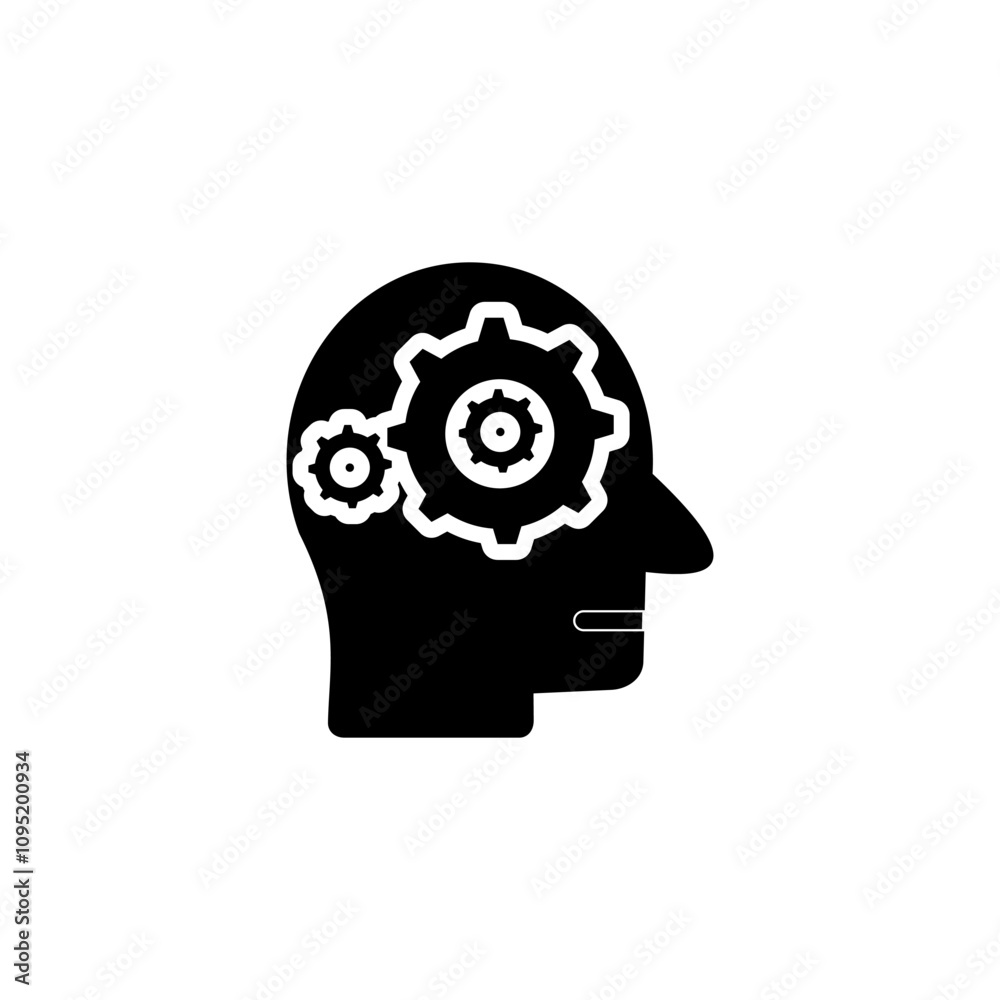 Psychology Mental Health Icons, Human Head with Mind flat icon vector Psychology Mental Health Icons, Human Head with Mind flat icon vector