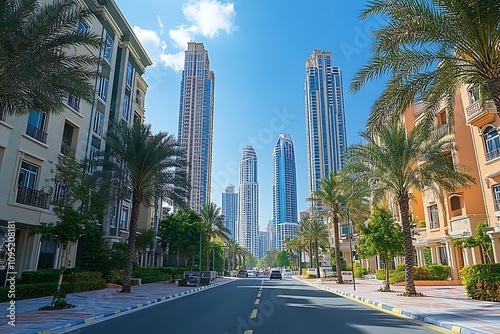Sunlit Street, Anonymous Figures Commuting City Life in Depth of Field