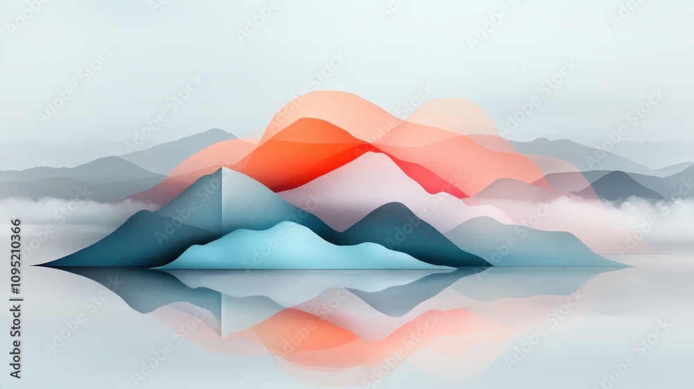 Serene Abstract Mountain Landscape Peaceful Water Reflection Artistic Hills Serene Abstract Mountain Landscape Peaceful Water Reflection Artistic Hills