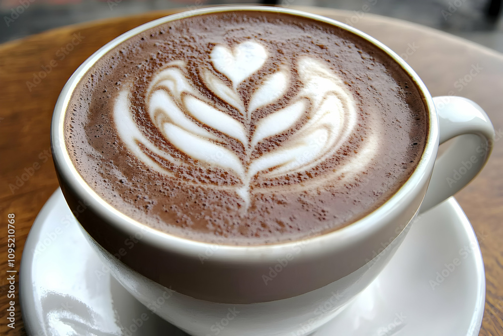 Indulge in the rich aroma and exquisite latte art of this perfectly crafted hot chocolate. A comforting beverage for cozy moments. Indulge in the rich aroma and exquisite latte art of this perfectly crafted hot chocolate. A comforting beverage for cozy moments.
