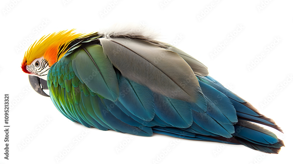 Obraz premium Beautiful macaw parrot feather bird isolated on white background with clipping path