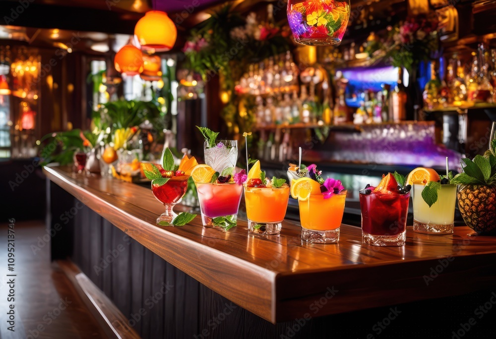 colorful vibrant cocktails displayed bar counter garnishes glassware, drink, beverage, mixology, spirits, alcohol, vodka, rum, gin, whiskey, peach, lime, mint colorful vibrant cocktails displayed bar counter garnishes glassware, drink, beverage, mixology, spirits, alcohol, vodka, rum, gin, whiskey, peach, lime, mint