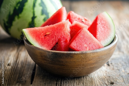 Vibrant Watermelon Slices on Wooden Table