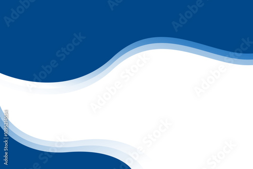 Blue wave layer abstract background with white space for text and message. template design	