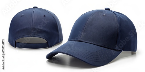 Two View Mockup of Navy Blue Baseball Cap, baseball cap, cap mockup