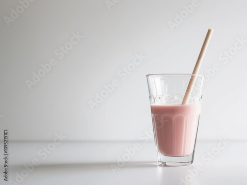 Wallpaper Mural Glass of strawberry milk with a straw in it. Torontodigital.ca