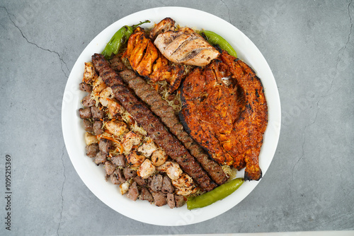 grilled meat with vegetables