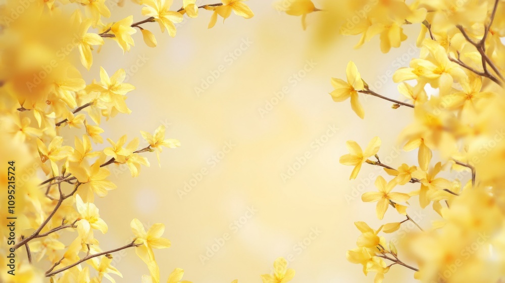 Yellow Flowers Frame: Spring Floral Background Yellow Flowers Frame: Spring Floral Background