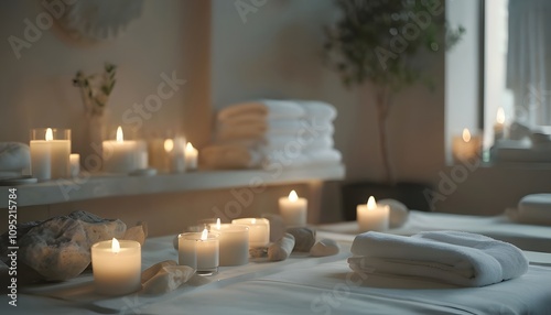 calming candlelit spa room with soft candlelight and gentle accents photo