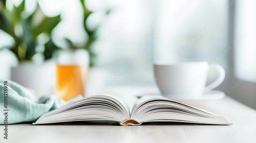 Books on a Desk or Table An open book on a desk with a cup of tea and a warm blanket, creating a cozy and inviting reading nook. Books on a Desk or Table An open book on a desk with a cup of tea and a warm blanket, creating a cozy and inviting reading nook.