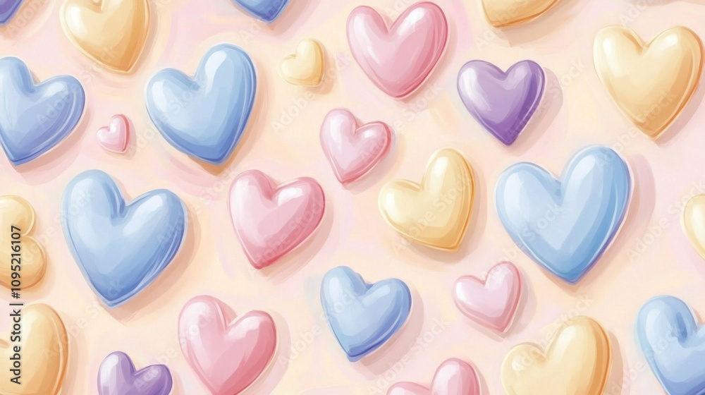 Pastel Hearts Pattern: Romantic and Colorful Heart Shapes Pastel Hearts Pattern: Romantic and Colorful Heart Shapes