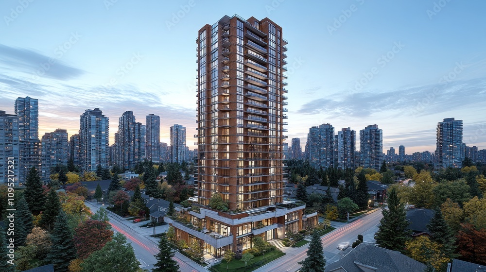 custom made wallpaper toronto digitalModern Skyscraper in Cityscape