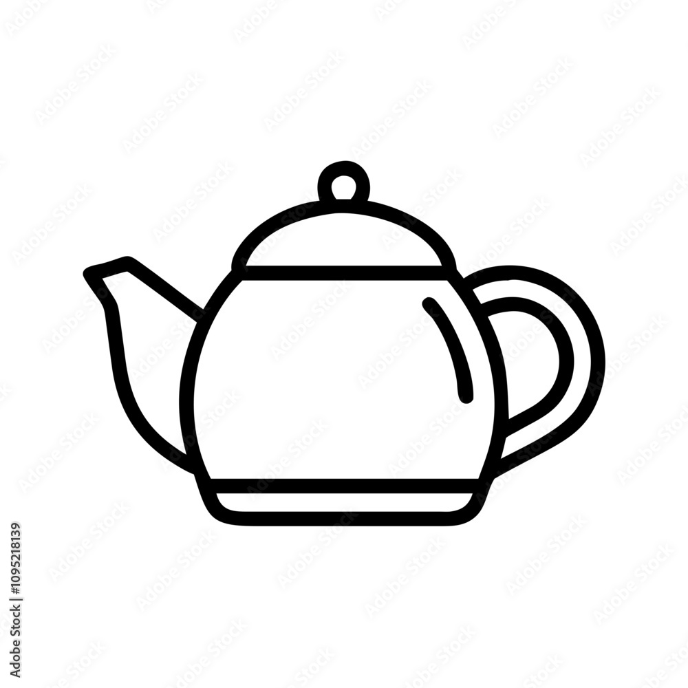 Teapot icon in black outline on white background Teapot icon in black outline on white background