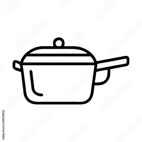 Cooking pot with handle icon in black outline on white background