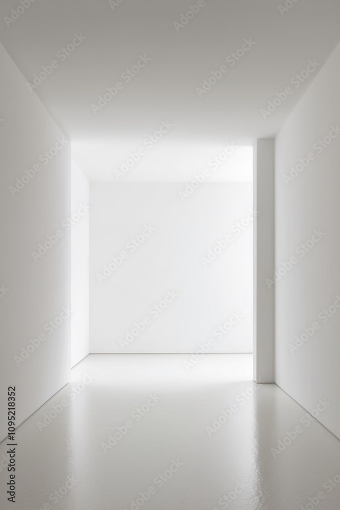 A white room with a white wall and a white floor. A white room with a white wall and a white floor.