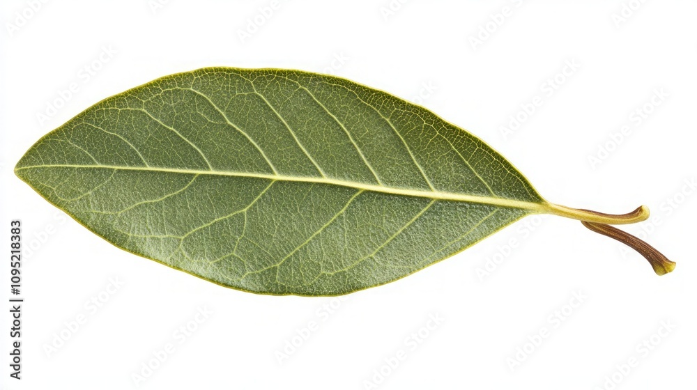 Close-up of a vibrant bay leaf