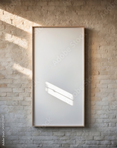 mock up of a large frame on a brick wall.