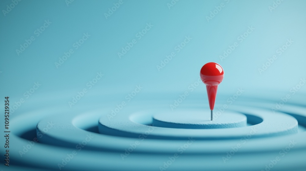 Target and Pin Red pin hitting the center of a target, representing accuracy, precision, and goal achievement. Target and Pin Red pin hitting the center of a target, representing accuracy, precision, and goal achievement.
