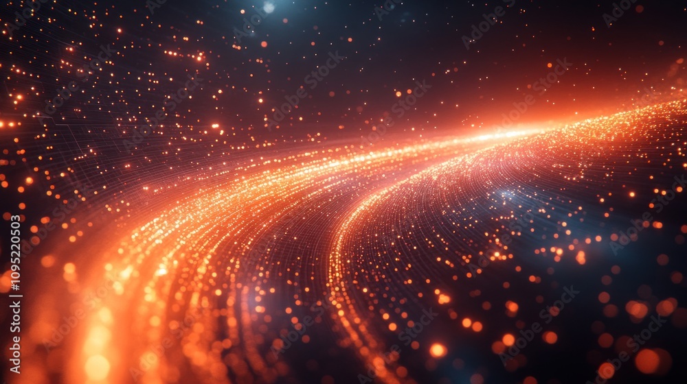 Obraz premium Abstract Orange Light Trail in Dark Space