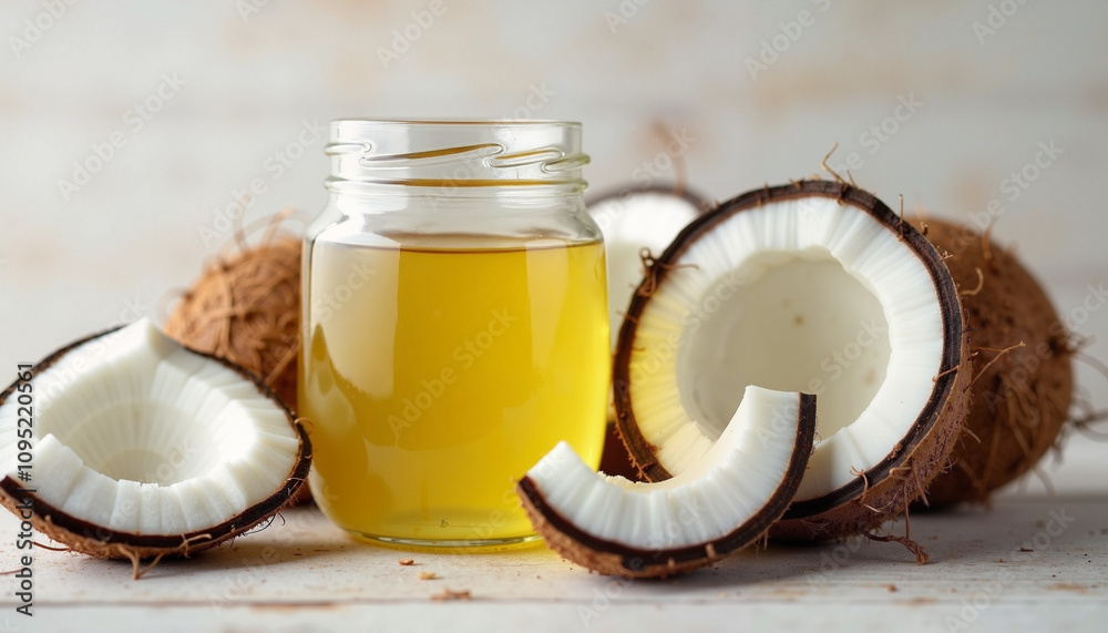 Natural remedies for chapped lips using coconut oil and fresh coconuts in a serene kitchen setting Natural remedies for chapped lips using coconut oil and fresh coconuts in a serene kitchen setting