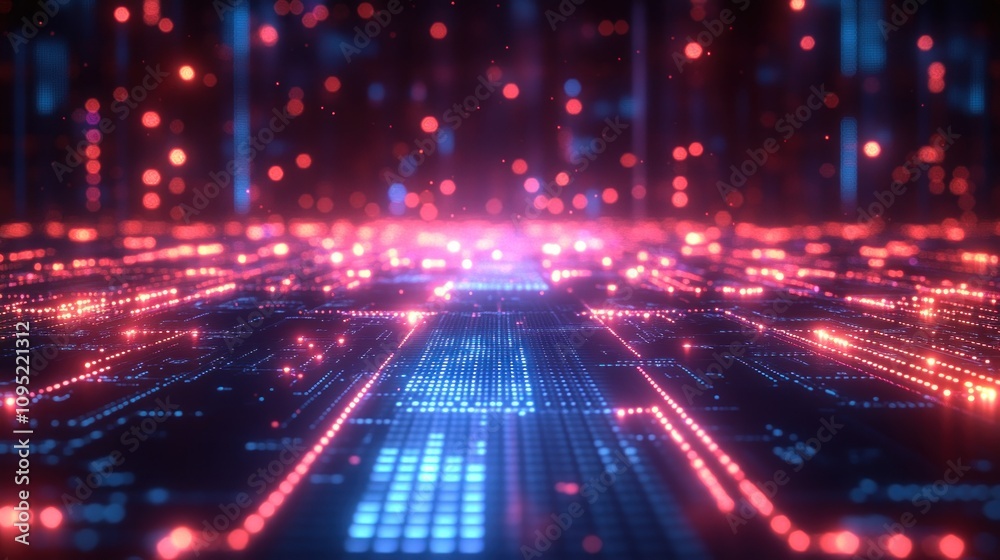 Fototapeta premium Abstract Digital Circuitry with Glowing Lights