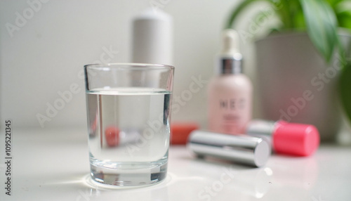 Wallpaper Mural Chapped lips care routine featuring hydration and nourishing products at a sunlit vanity Torontodigital.ca