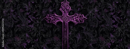 Purple cross wallpaper for mobile phone with the theme of the Bible, background with black and purple colors