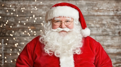 Jolly Santa Claus Christmas Portrait Festive Lights Background
