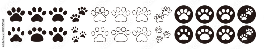 Simple icons representing pawpaws and animals Simple icons representing pawpaws and animals