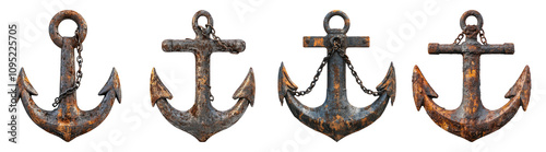 Vintage Anchors Isolated on Transparent Background photo