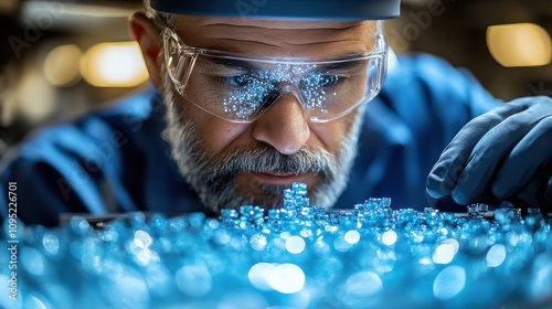 Focused Technician Working on Complex Electronics