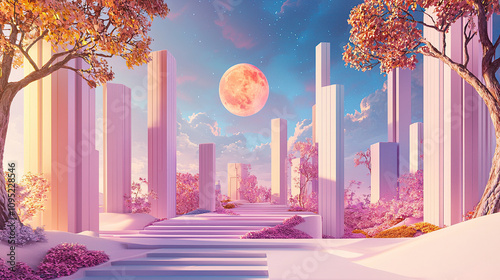 the cuntry, generative ai, landscape, architecture, curtoone, chasny house, background, art nouveau, city, skyline, skyscraper, building, water, lake, nature, autumn, river, sky, tree, reflection,
