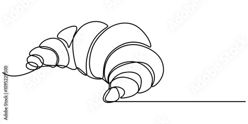 National Croissant Day in one continuous line. One line drawing, minimalism. Vector illustration. Continuous one line drawing of croissant for logo in minimalist style. Hand drawn french pastry line 